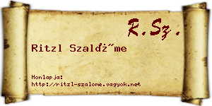 Ritzl Szalóme névjegykártya